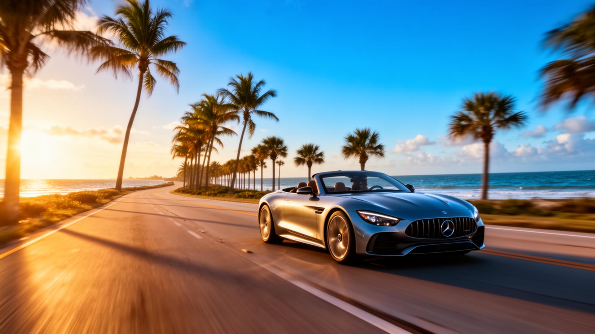 Carro de luxo na costa da Flórida